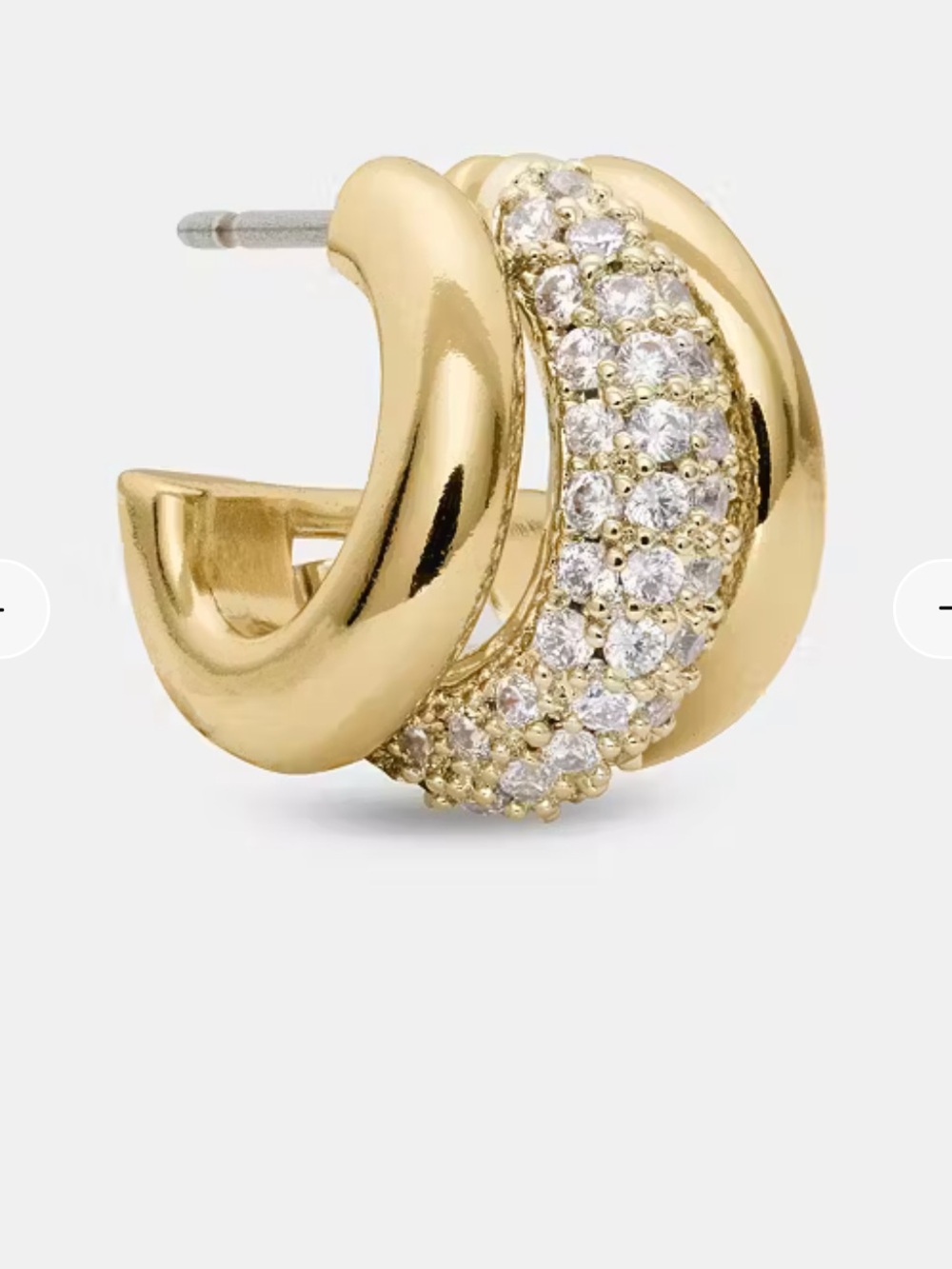 Kate Spade Convertible Gold Pavé Triple-Row Hoop Earrings - Picture 3 of 5
